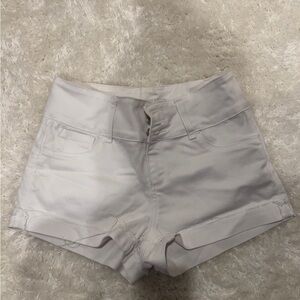 Women's White High-Waisted Shorts